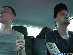 Making a gay sex vid inside a moving van