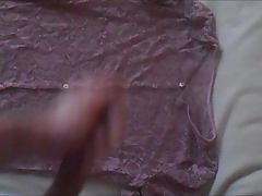 cumshot on pink sexy blouse .