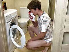 Young guy steals underwear sniffs  jerks off  cums