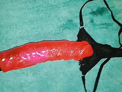 Cumshot on dildo and thong
