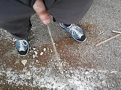 Piss and Cum outdoor in a public park