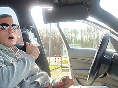 German boy jerks off in public parking lot
