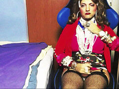 Crossdresser draining and showing new glance around.