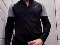 Shaved bearded father milks his sausage