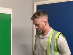 Engineer stroking at work