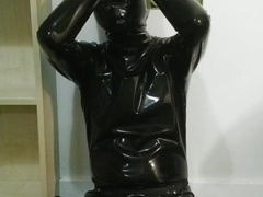 Spandex zentai and stroking machine
