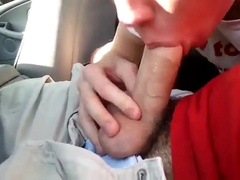 Blowing a friend in the car and he cums in my mouth 5