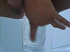 Myanmar gay homemade solo 1Liter water bottle insertion in anal