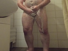 Shaving balls and cleaning up in the shower