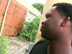 White jock gets fellatio by black from the hood