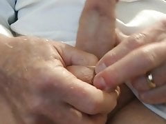 Jacking off cumshot in the office close up