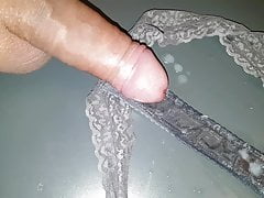 Huge cumload on Wife's used panties.