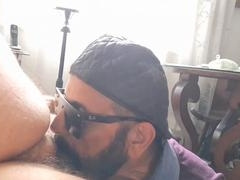 Hairy mature man Beberro Carioca enjoys gargling cum like a pro