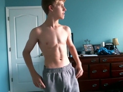 Adorable Blond Teenboy Flexes