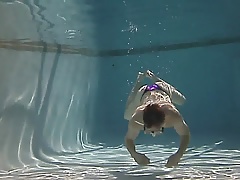 Purple bikini in the pool