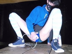 Femboy enjoys public outdoor dildo action in various languages