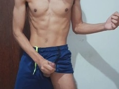 Flexing my muscles after a rigorous workout - explosive finish!