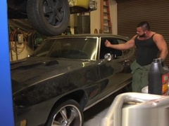 Edged hunk gets his dick toyed in threeway