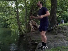 Skinny-dip in public, getting caught naked, cum outdoors 5