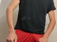 Shower sagging jerkoff ample pipe