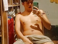 Asia Gay Teen Wanking,. Moan and Tast His Own Cum