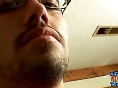 Straight thug Spanky spanks hairy cock to cum solo