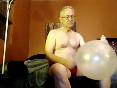 Balloonbanger 45) Clear Latex Balloon Blow Jack Cum and POP!