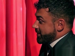 Executive in a suit dominates his pretty muscular employee