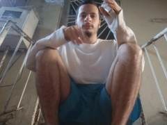 Fellow with fetish in smoke