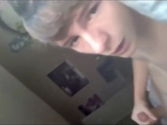 Young and smooth he masturbates by filming with his phone