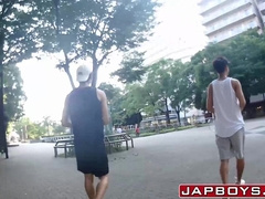 Badminton playing Asian twink bounces on cock after blowjob