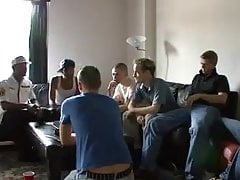 10 men doing strip poker watch them