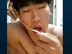 Handsome Korea Guy Jerking Off Skype
