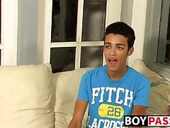 Interviewed twink tugs on his cock until he cums thick loads