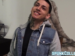 Latino twink Jordan masturbates passionately and teases solo