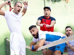 Paddy O'Brian and 2 more hotties get very competitive on the court