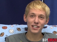 Thin young homosexual jerking his long hard-on