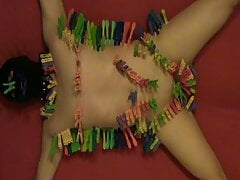 Naked slave's body lose a many pincers