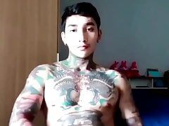 big dicked asian tattooed jock on cam (32'')