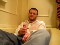 Pissing in white suit shirt