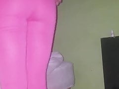 Crossdresser slut pink leggings