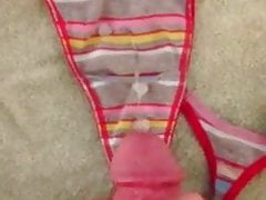 Borrowed hot girls thong cumshot, put back in her drawer!
