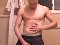 Amateur gay cock gets milked in the shower on cam