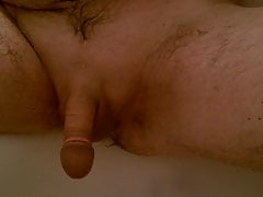 Shaved playing and cum