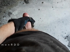 A builder determined to drain excess ball butter while smoking