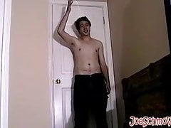 Solo amateur strokes his hard dick solo and cum blasts