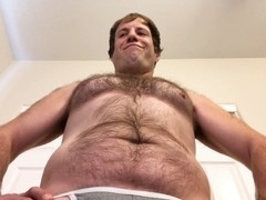 Domination and ass worship fetish video with hairy and furry gay slave Adam Castle
