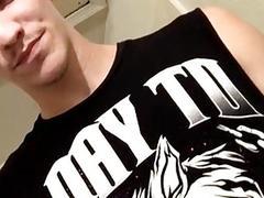 Gau thug plays with a dildo and strokes his boner