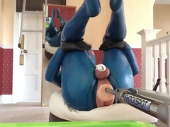 pvcsissy in chastity anal fucking machine