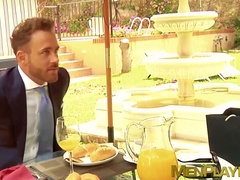 Luxurious room and two executives fucking hard after work